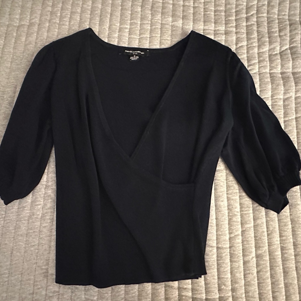 French Connection Blue V-Neck Blouse